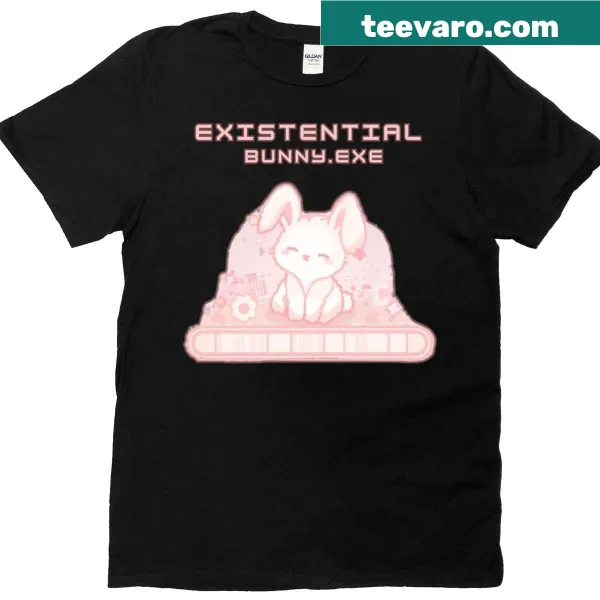 Pastel bunny in a digital glitch design on a t-shirt