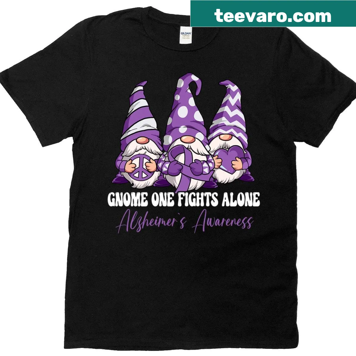 Heartwarming gnome graphic for Alzheimer's awareness — on a men's t-shirt
