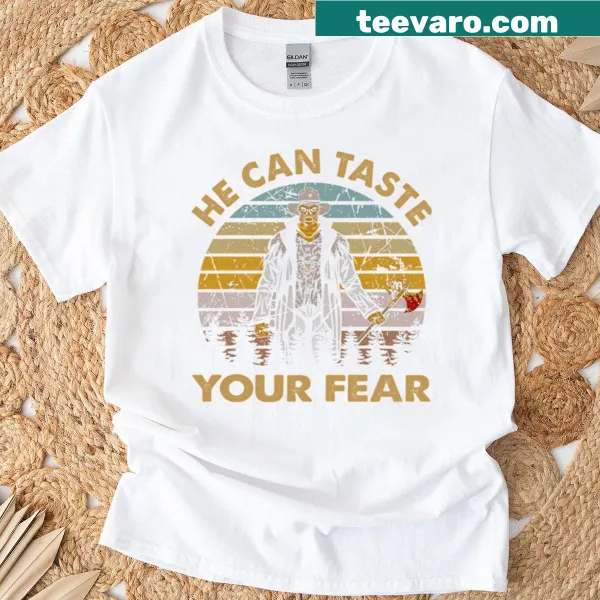 Vintage-style T-shirt featuring iconic horror film motifs