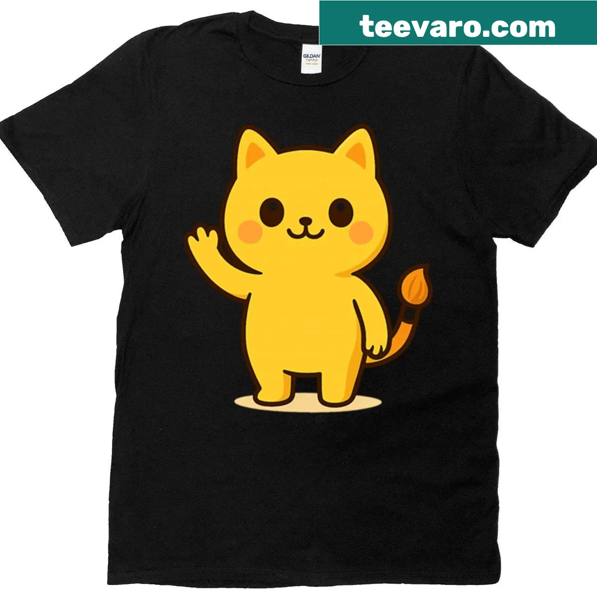 Cute cartoon rabbit graphic on a happy t-shirt — on a men's t-shirt