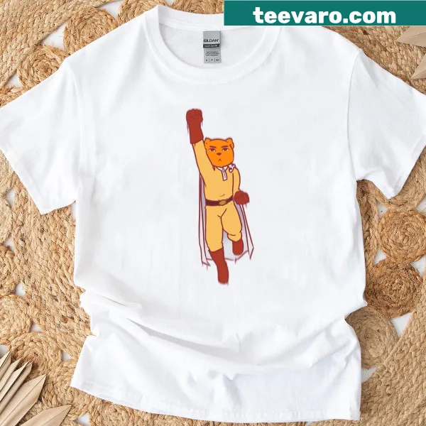 Cartoon bear-punch man crossover graphic T-shirt