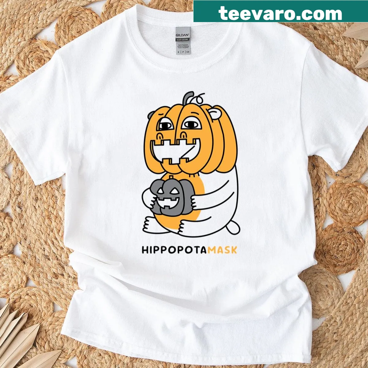 Hippopotamus wearing a mask Halloween t-shirt from The Series — on a men's t-shirt