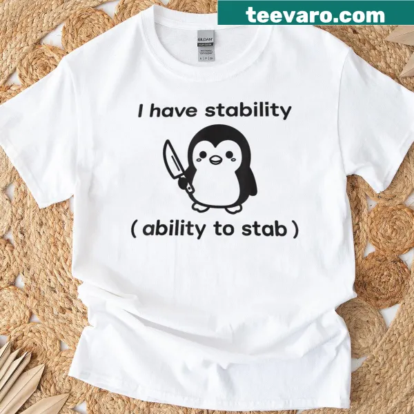Funny t-shirt featuring a cute cartoon penguin