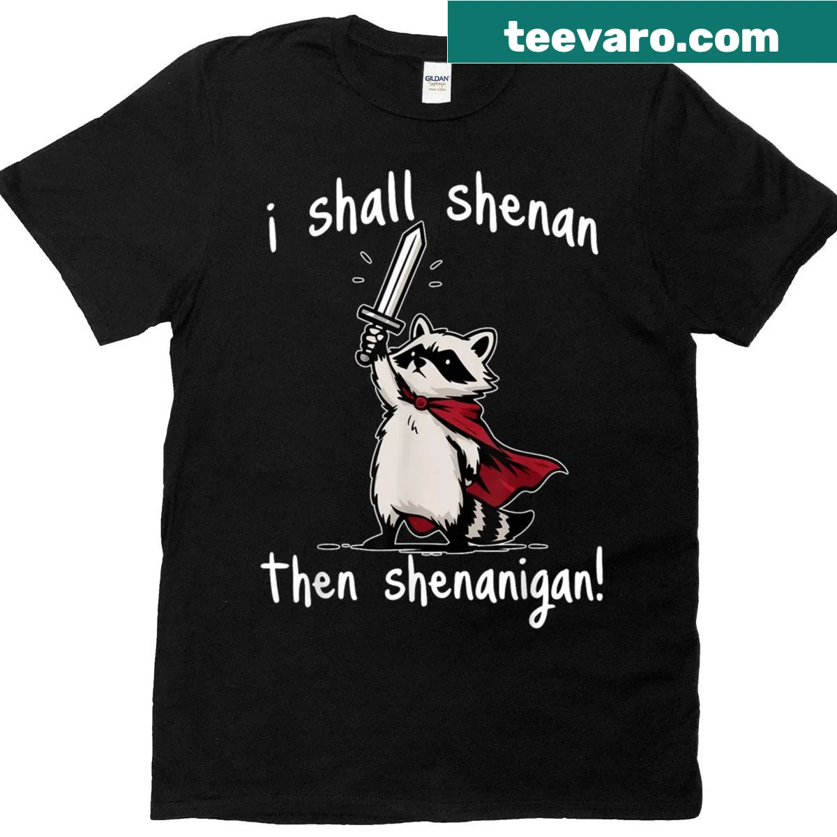 Illustration of a cute raccoon with playful text on a t-shirt — on a men's t-shirt