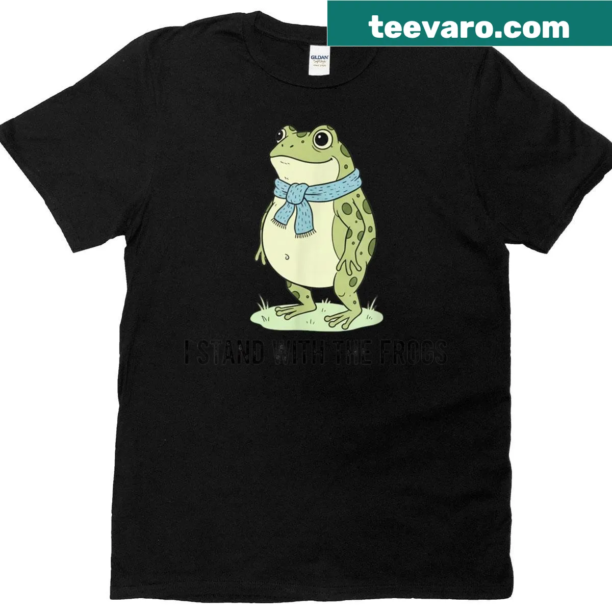 Text shirt expressing support for frogs and environmental activism. — on a men's t-shirt