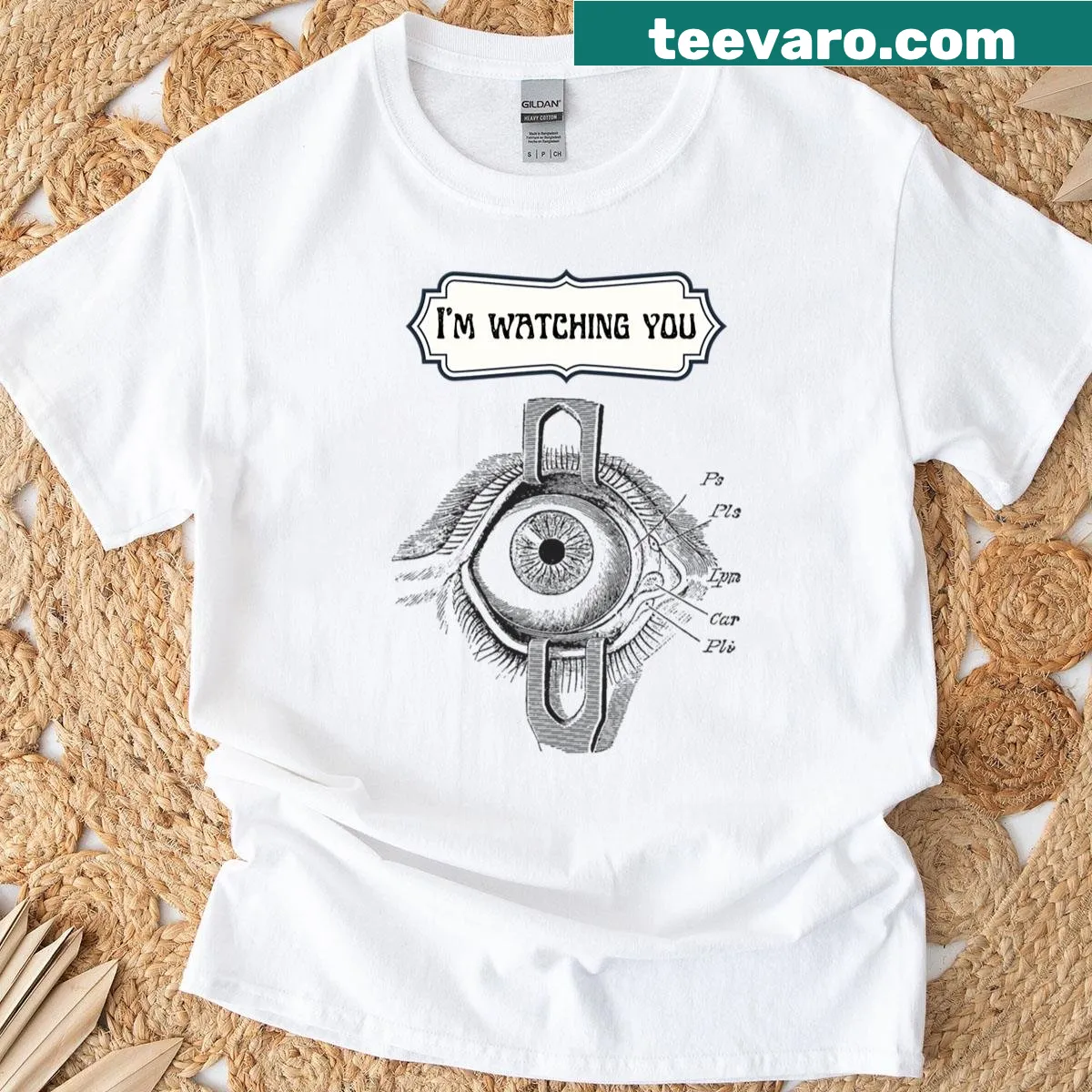 Retro t-shirt with a stylized eye graphic that adds a playful touch — on a men's t-shirt