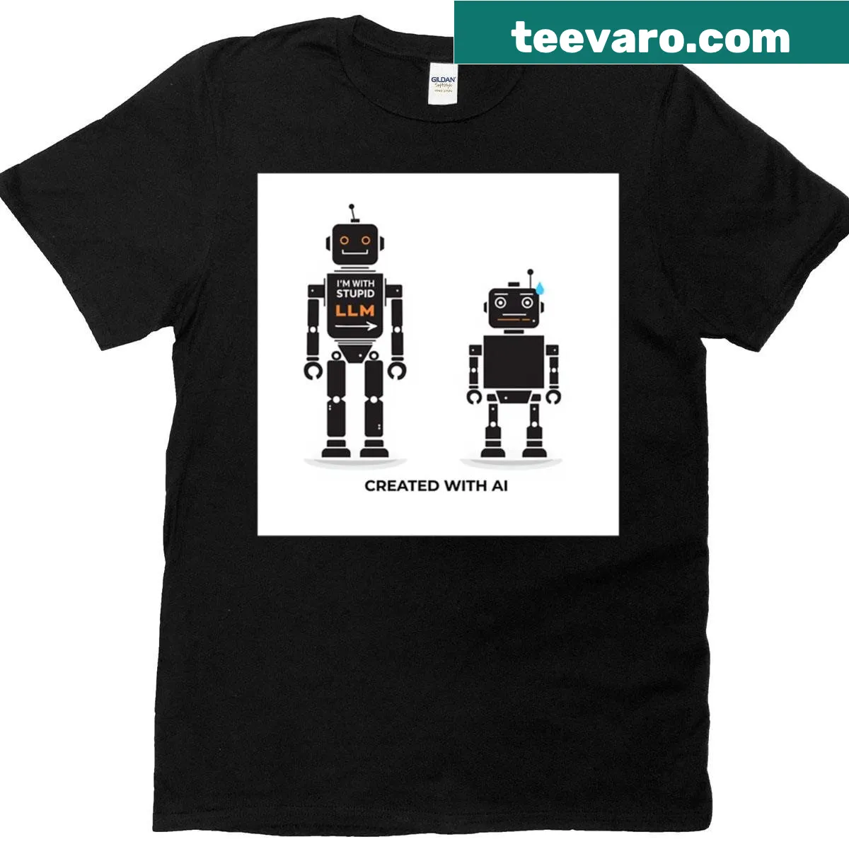 T-shirt with the humorous phrase 'I'm With Stupid' plus AI reference — on a men's t-shirt
