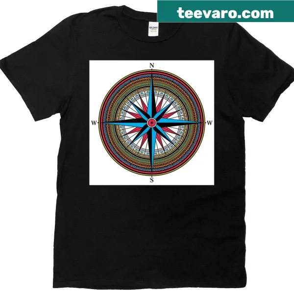 Oversized t-shirt featuring an intricate vintage compass rose design