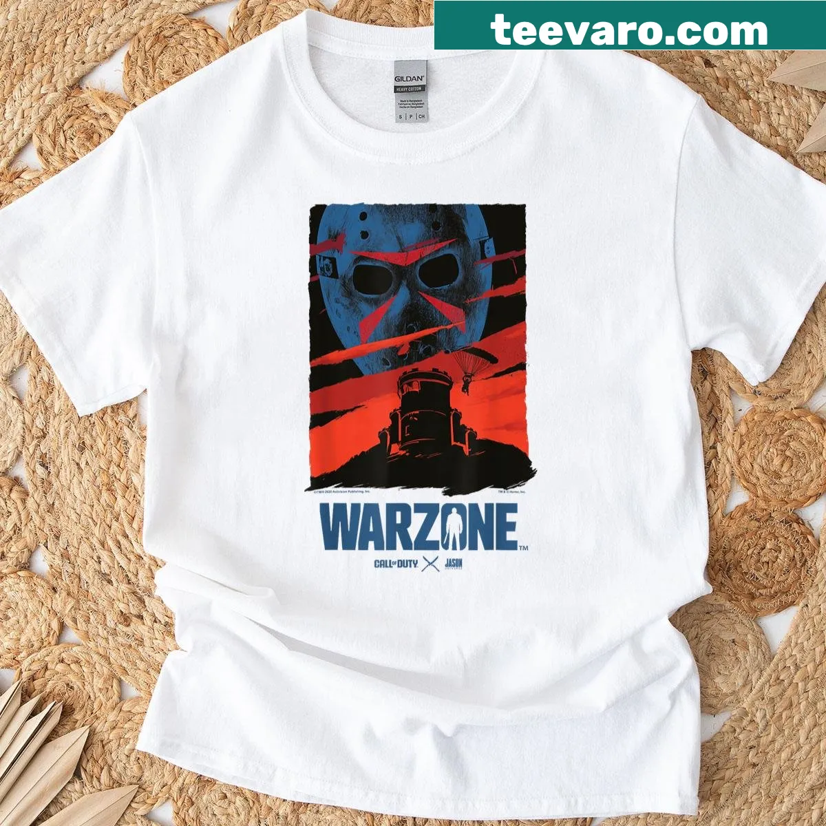 T-shirt featuring Jason's mask from Call of Duty Warzone — on a men's t-shirt