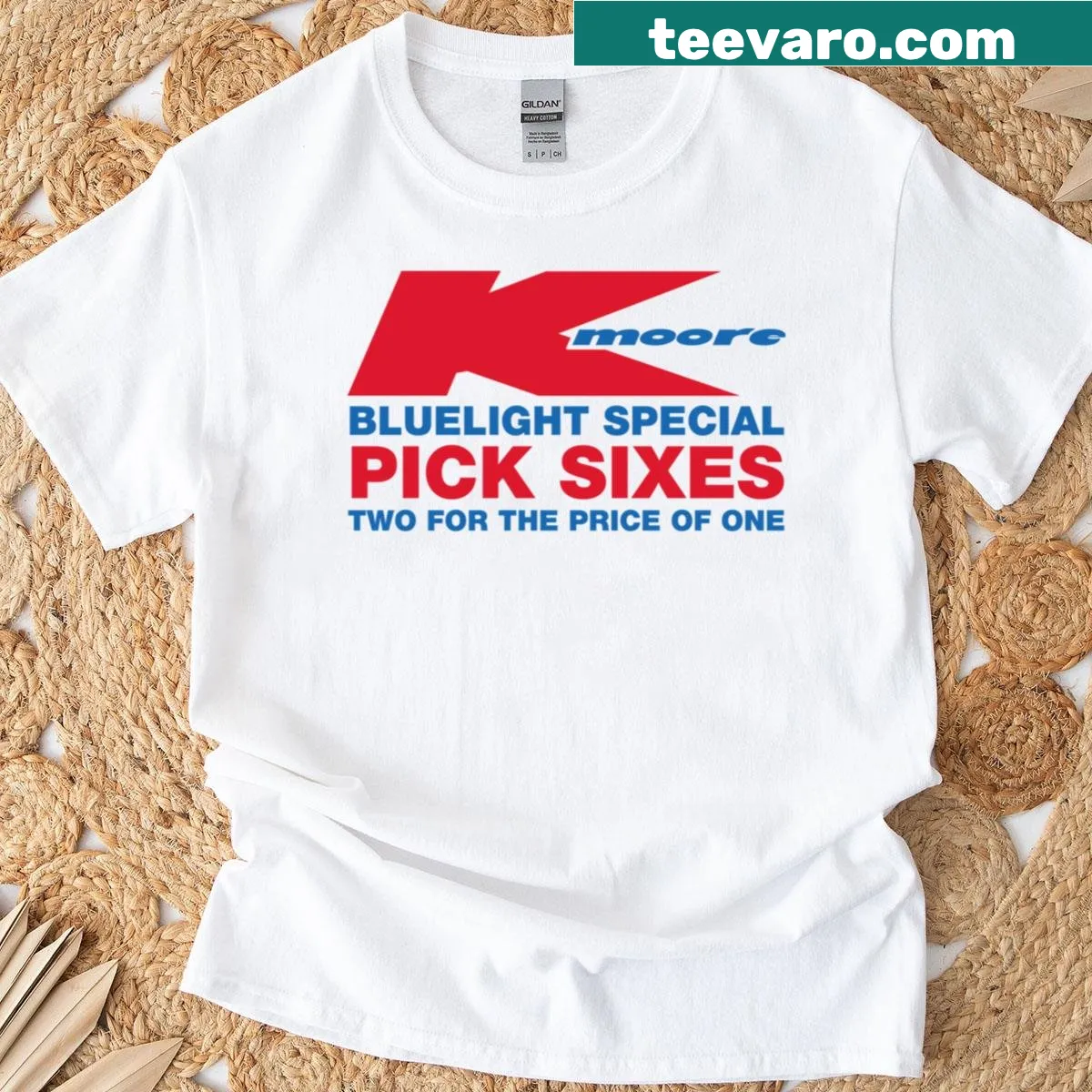 Retro shirt featuring K-moore Colts logo — on a men's t-shirt