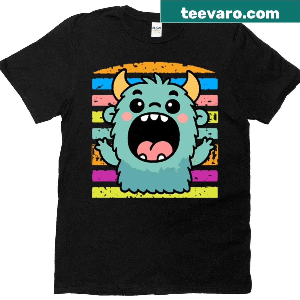 Cute monster illustration on a cheerful t-shirt design. — on a men's t-shirt