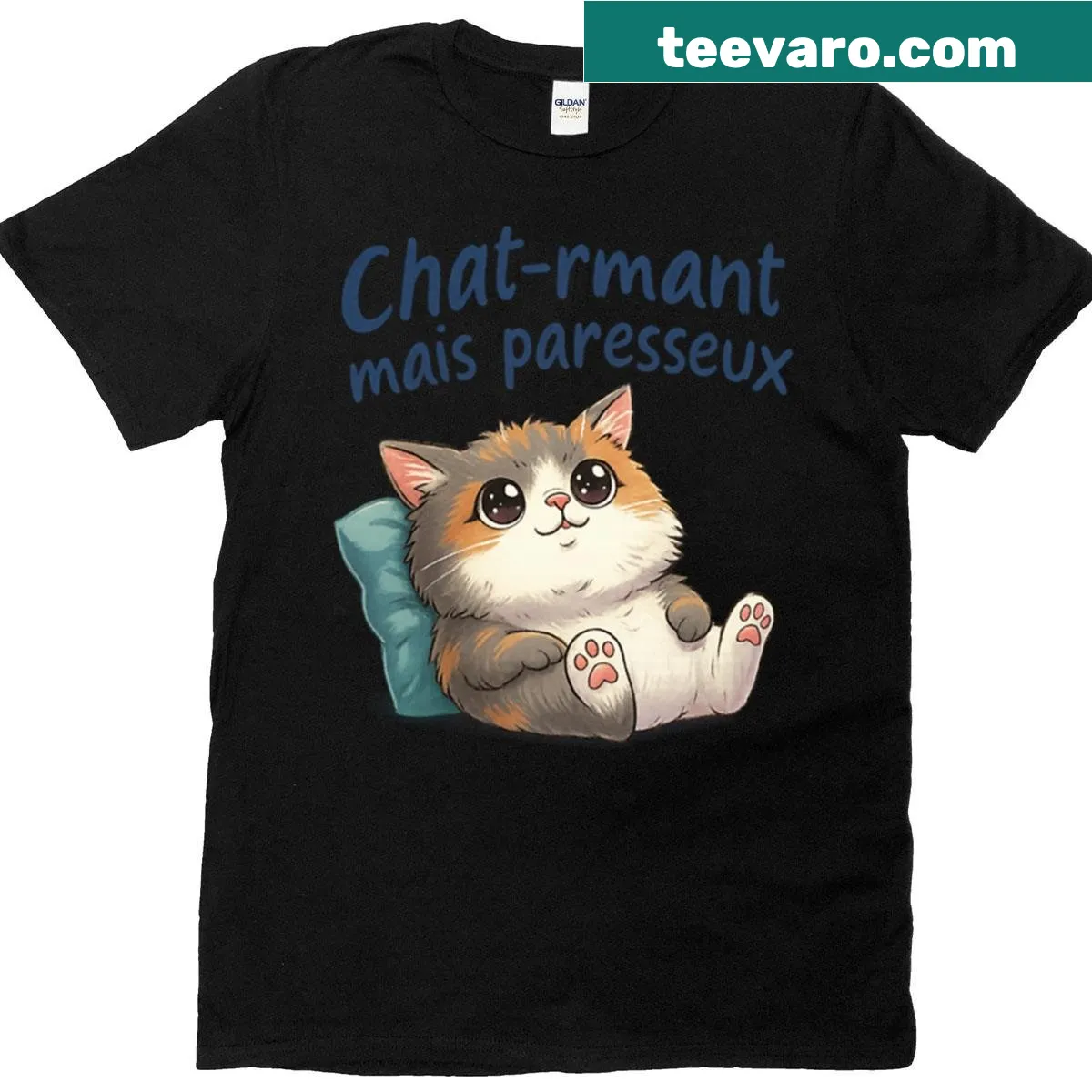 Cute cartoon kitten graphic T-shirt for cat lovers — on a men's t-shirt