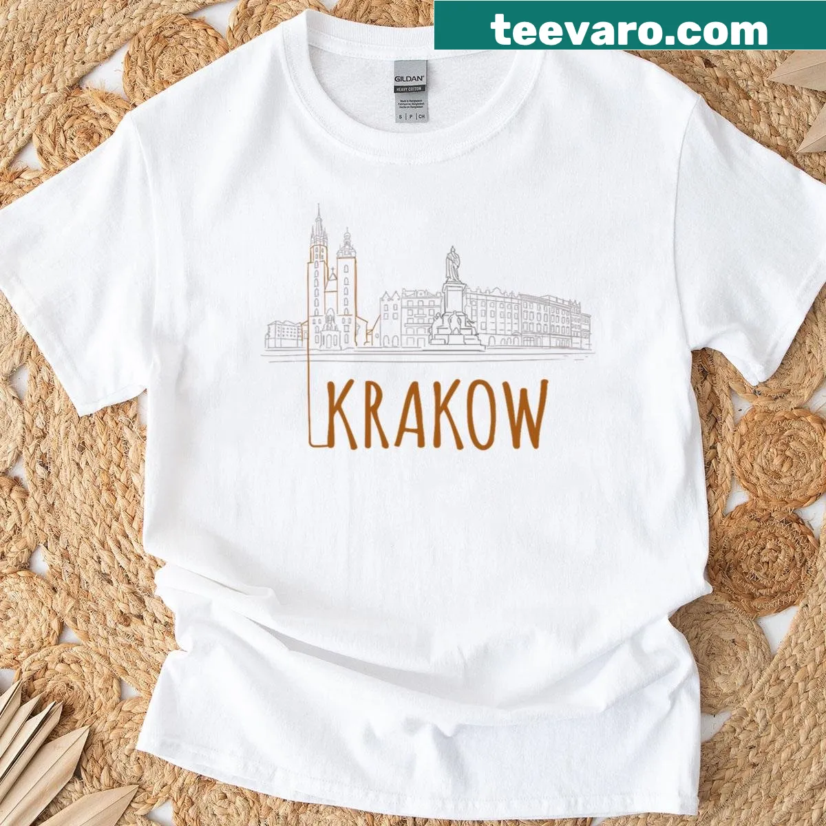 Krakow Poland-themed T-shirt with cultural design — on a men's t-shirt
