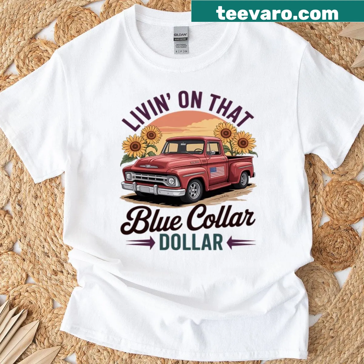 Bold typography t-shirt celebrating blue collar workers — on a men's t-shirt