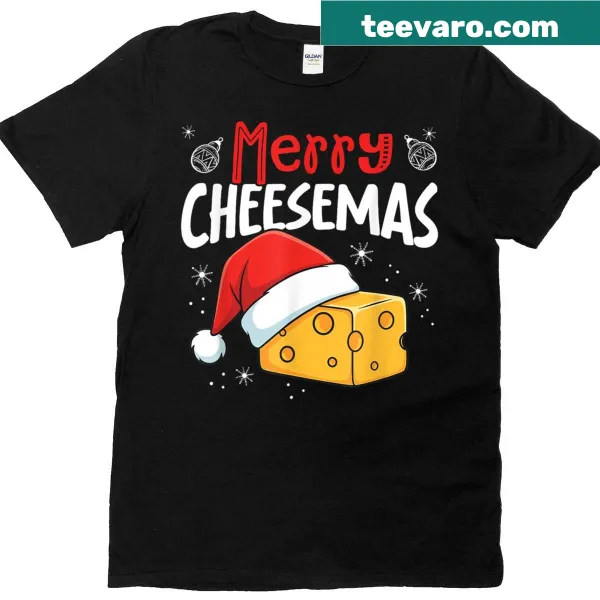 Funny Christmas t-shirt featuring illustrations of different cheeses