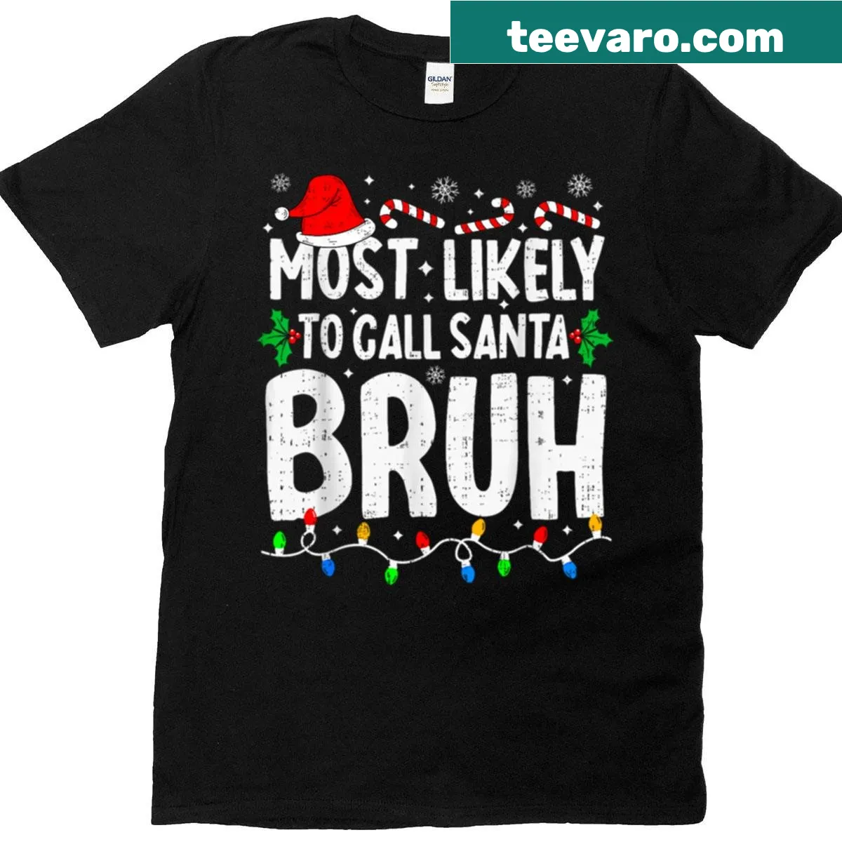 Funny Christmas matching t-shirt with humorous Santa design — on a men's t-shirt