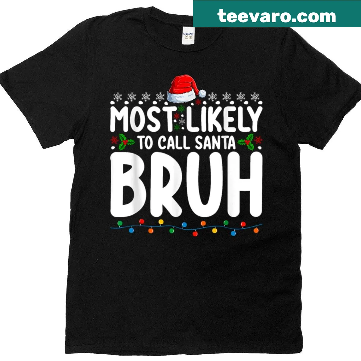 Funny Christmas Matching Family T-shirt with Santa Bruh design — on a men's t-shirt