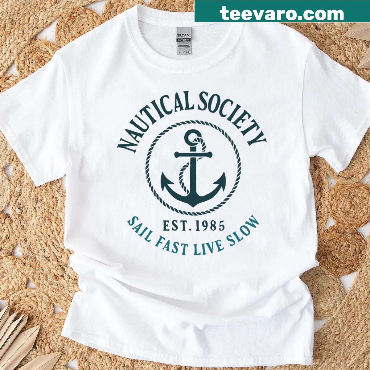 Nautical-themed T-shirt with anchor design for yacht club lovers — on a men's t-shirt
