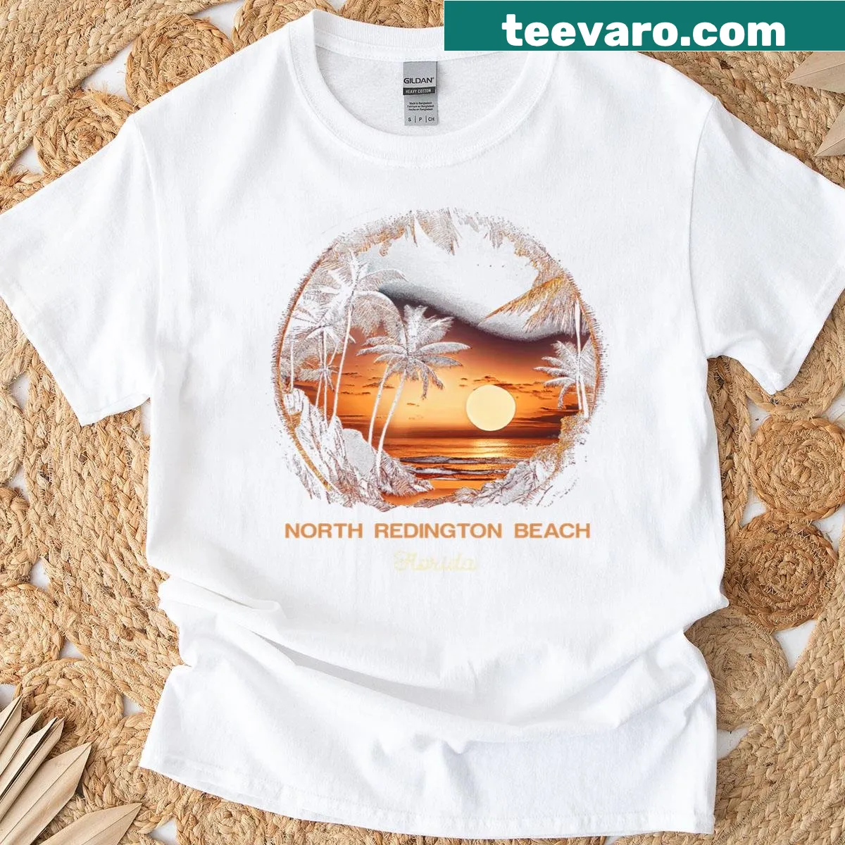 Illustrated graphic representing North Redington Beach in Florida — on a men's t-shirt