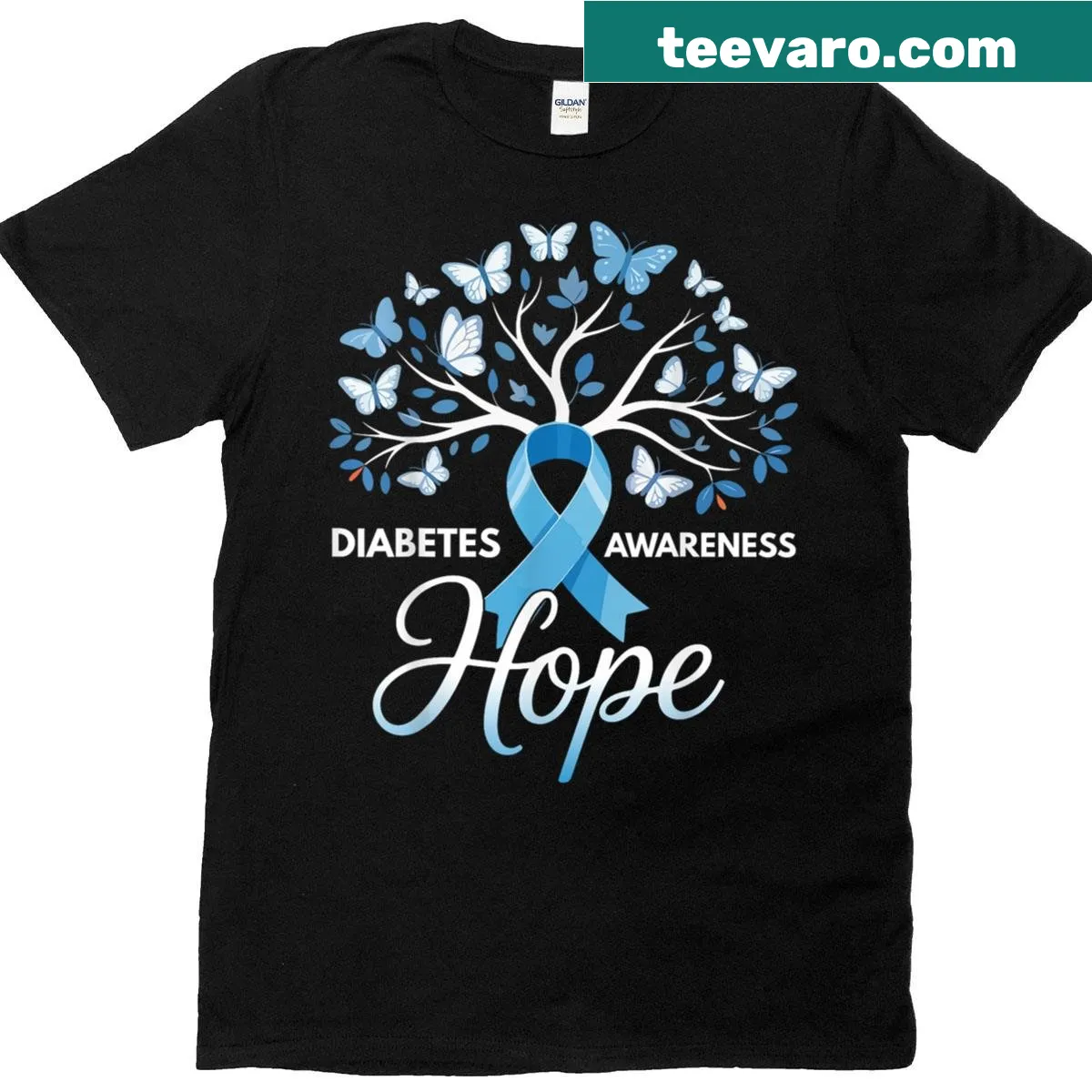 T-shirt promoting diabetes awareness with the words 'Hope' and 'Heroes' in bold typography. — on a men's t-shirt