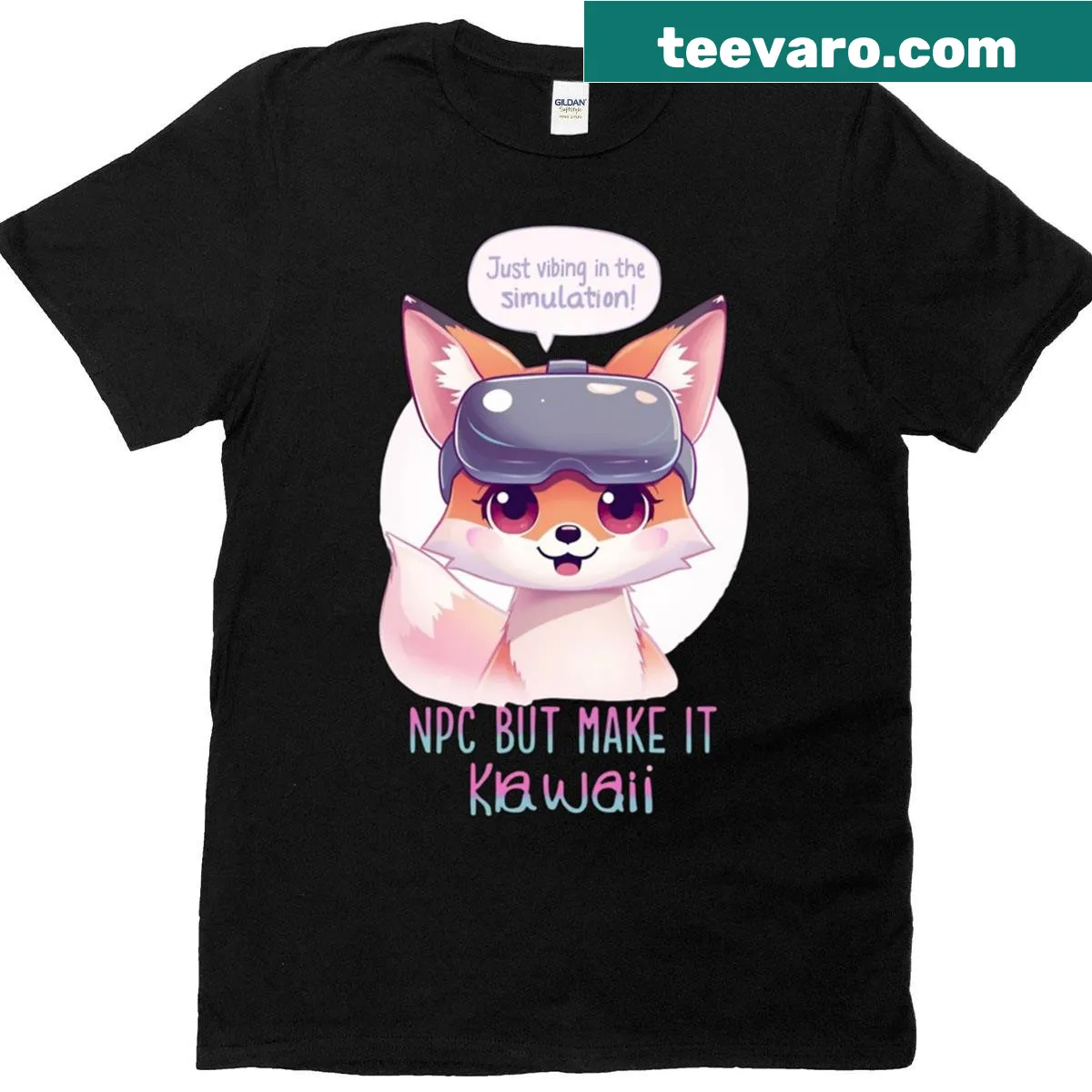 Kawaii tech fox graphic for gamers and tech lovers — on a men's t-shirt