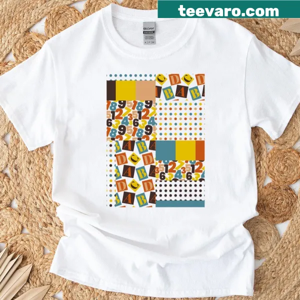 Abstract typography shirt with a numeric harmony design