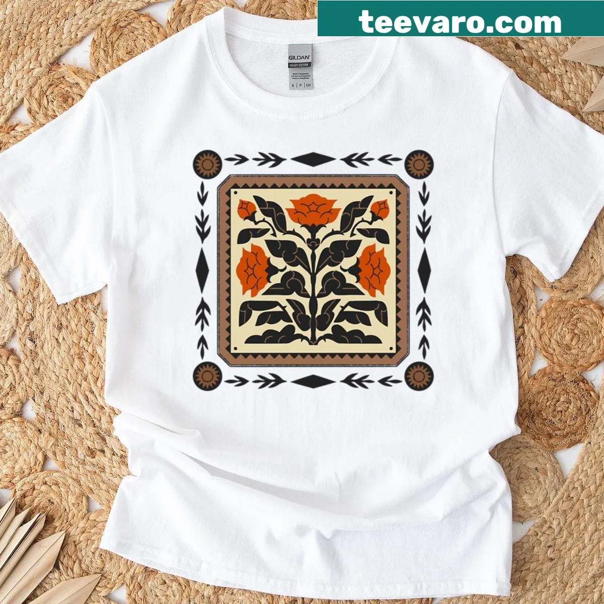 Oversized tee featuring a delicate illustration of roses. — on a men's t-shirt