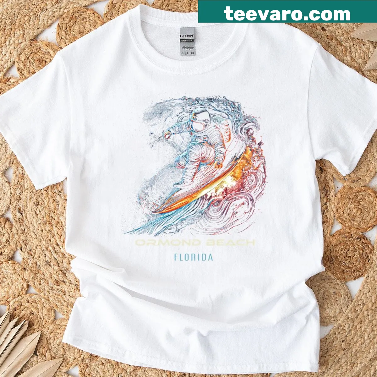 Graphic of Ormond Beach representing Florida's coastal beauty — on a men's t-shirt