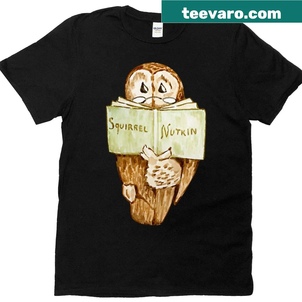 Illustration of Mr. Brown the owl from Beatrix Potter — on a men's t-shirt