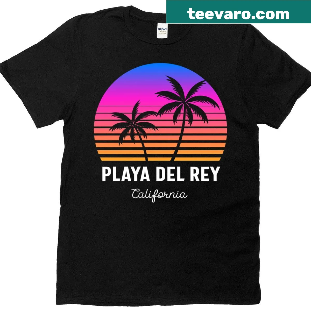 Illustrative shirt of Playa Del Rey California beach — on a men's t-shirt