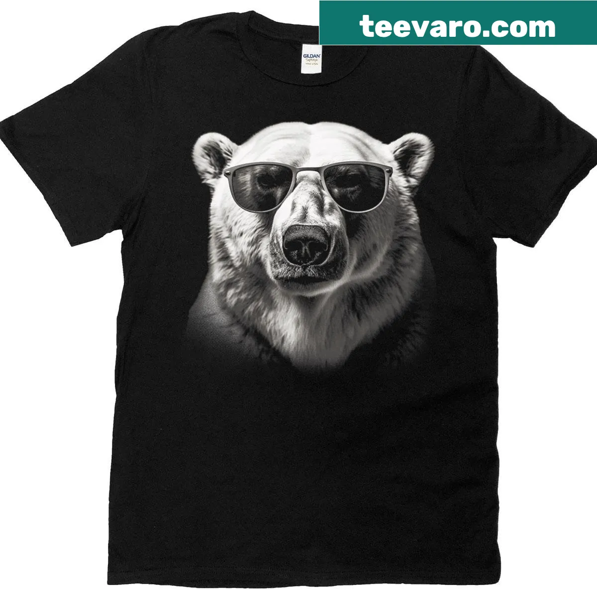 Cute polar bear wearing sunglasses on a t-shirt — on a men's t-shirt