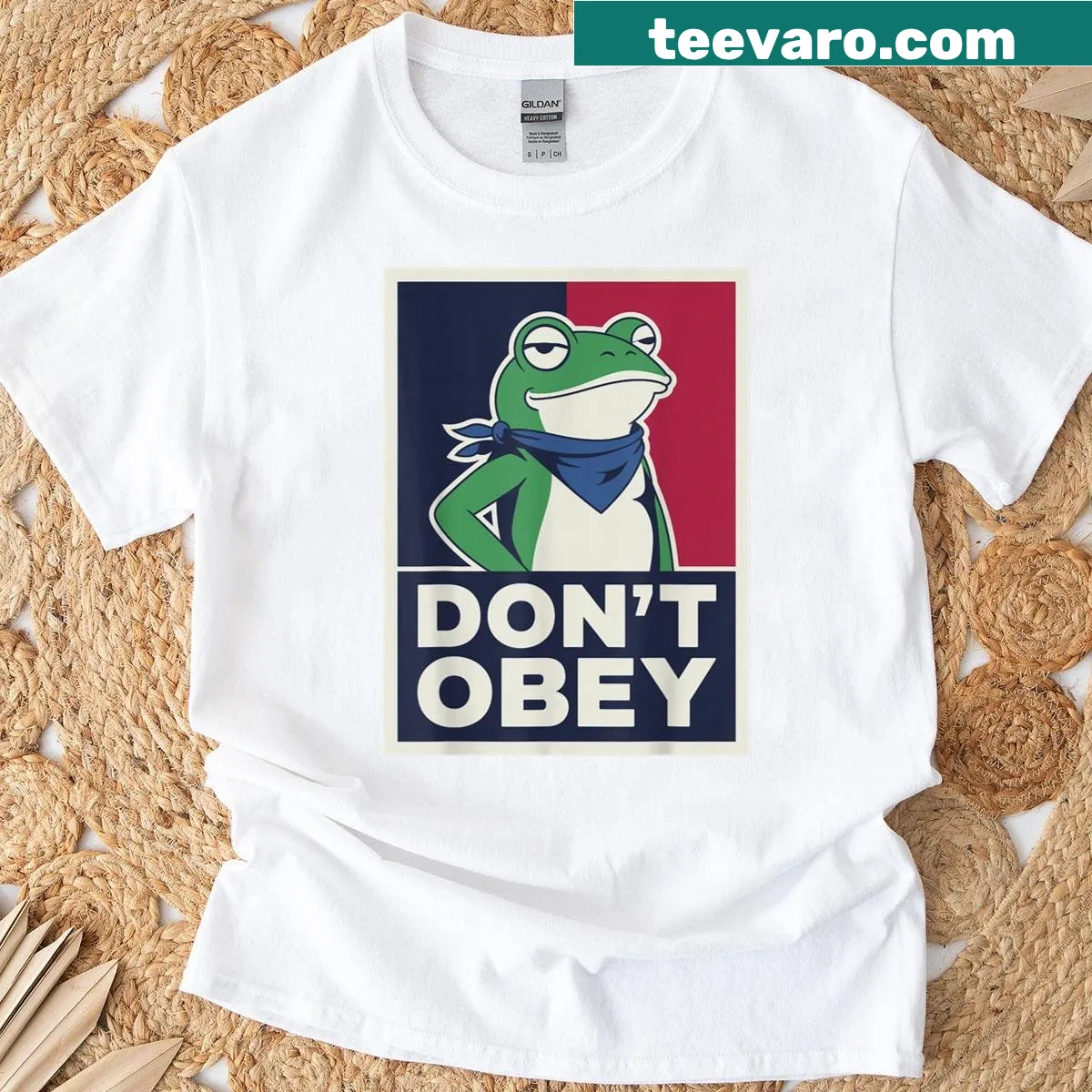 Illustration of a protesting frog on a t-shirt — on a men's t-shirt