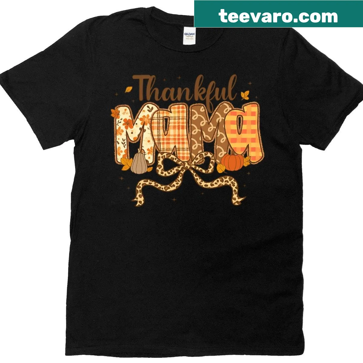 Thanksgiving T-shirt with hand-drawn doodle bow design — on a men's t-shirt