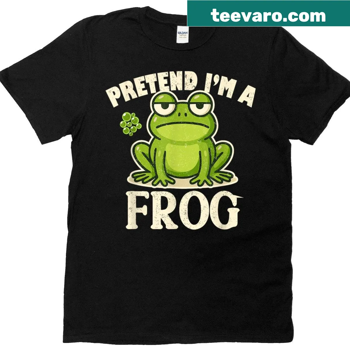 Vintage funny frog t-shirt with playful frog graphic and humorous text — on a men's t-shirt