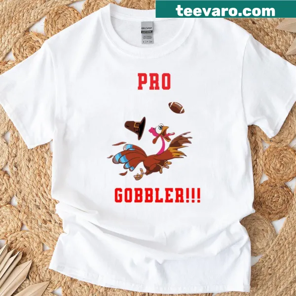 Funny turkey graphic T-shirt showcasing a Pro Gobbler for Thanksgiving.