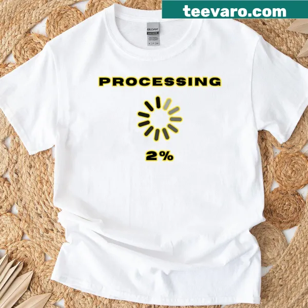 Minimalist T-shirt featuring black and yellow processing design