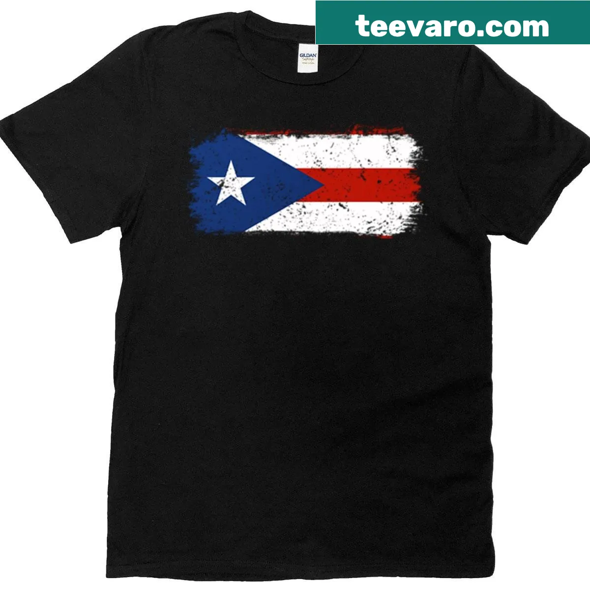 Faded Puerto Rican flag design on an oversized t-shirt — on a men's t-shirt