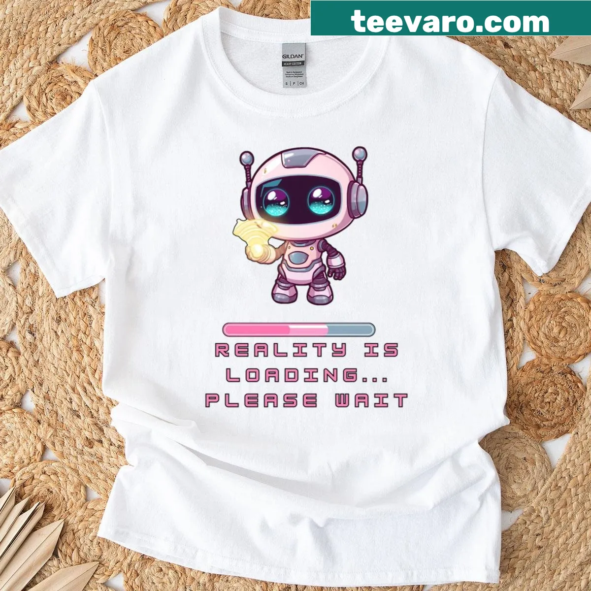 Cute robot t-shirt with technology theme. — on a men's t-shirt