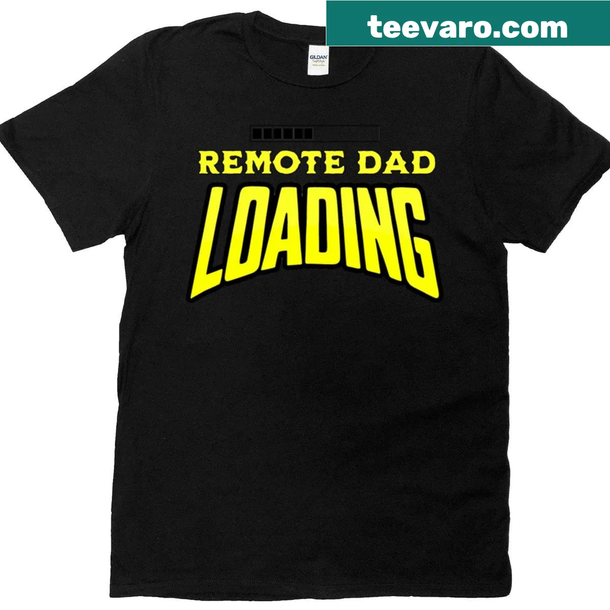 Funny T-shirt for dads with loading graphic for remote work — on a men's t-shirt