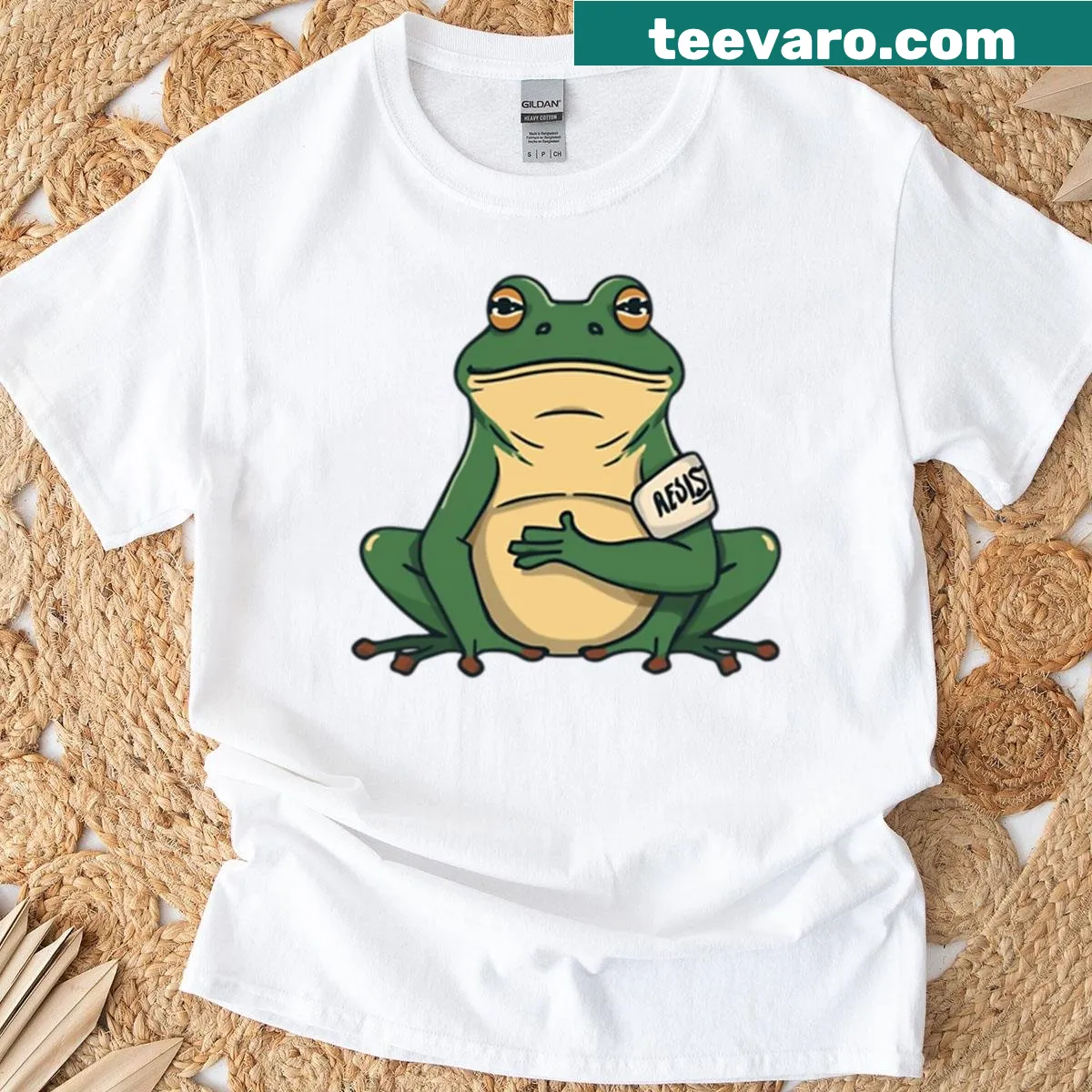Inspirational frog design t-shirt with a motivational message — on a men's t-shirt
