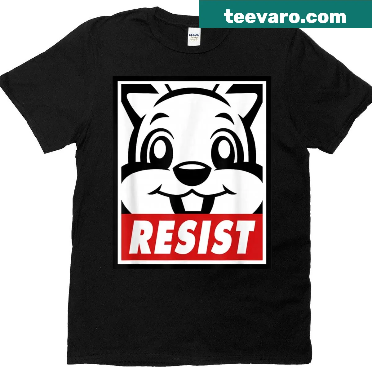 Bunny graphic T-shirt featuring the text 'Resist Resistance' — on a men's t-shirt