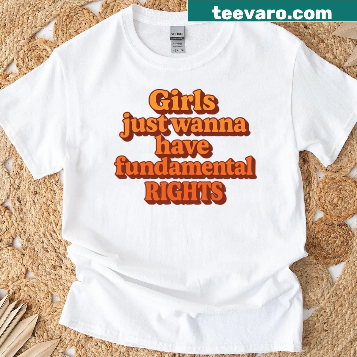 Retro t-shirt with feminist quote about fundamental rights — on a men's t-shirt