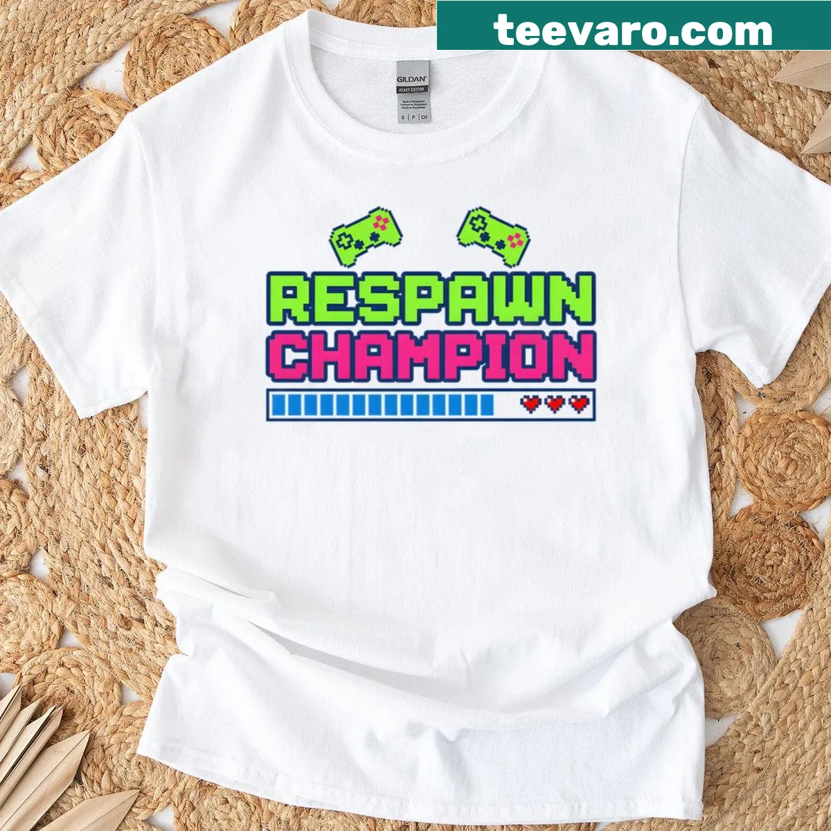 Retro pixel art T-shirt celebrating gamer culture — on a men's t-shirt