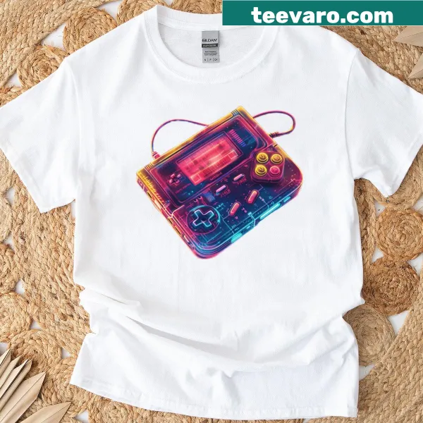 Retro gaming console design t-shirt celebrating classic gaming