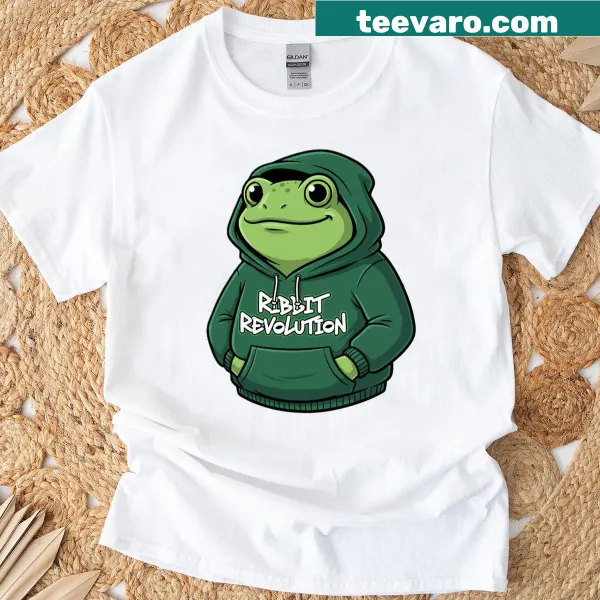 Whimsical frog illustration on streetwear t-shirt