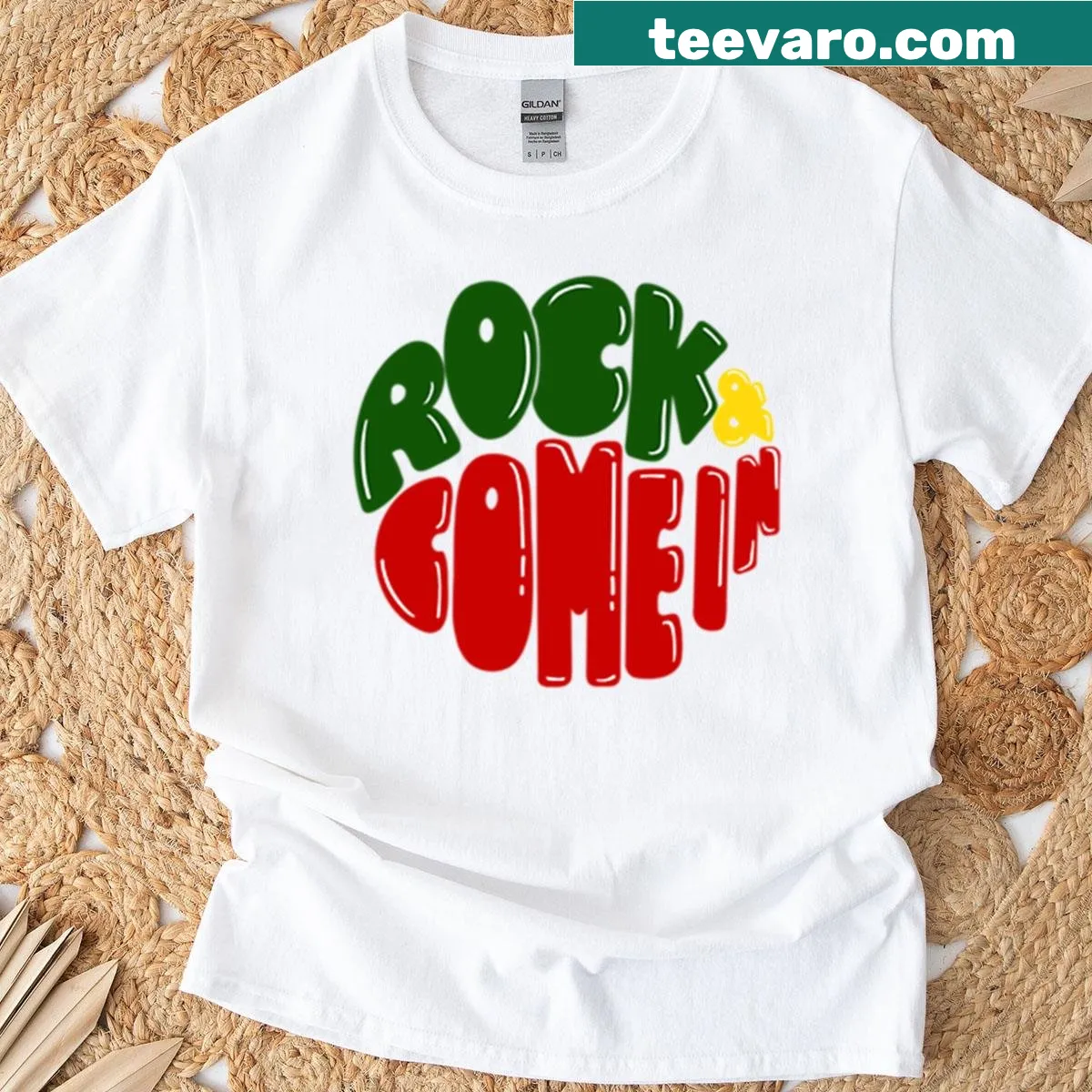 Oversized T-shirt blending rock and reggae music styles — on a men's t-shirt