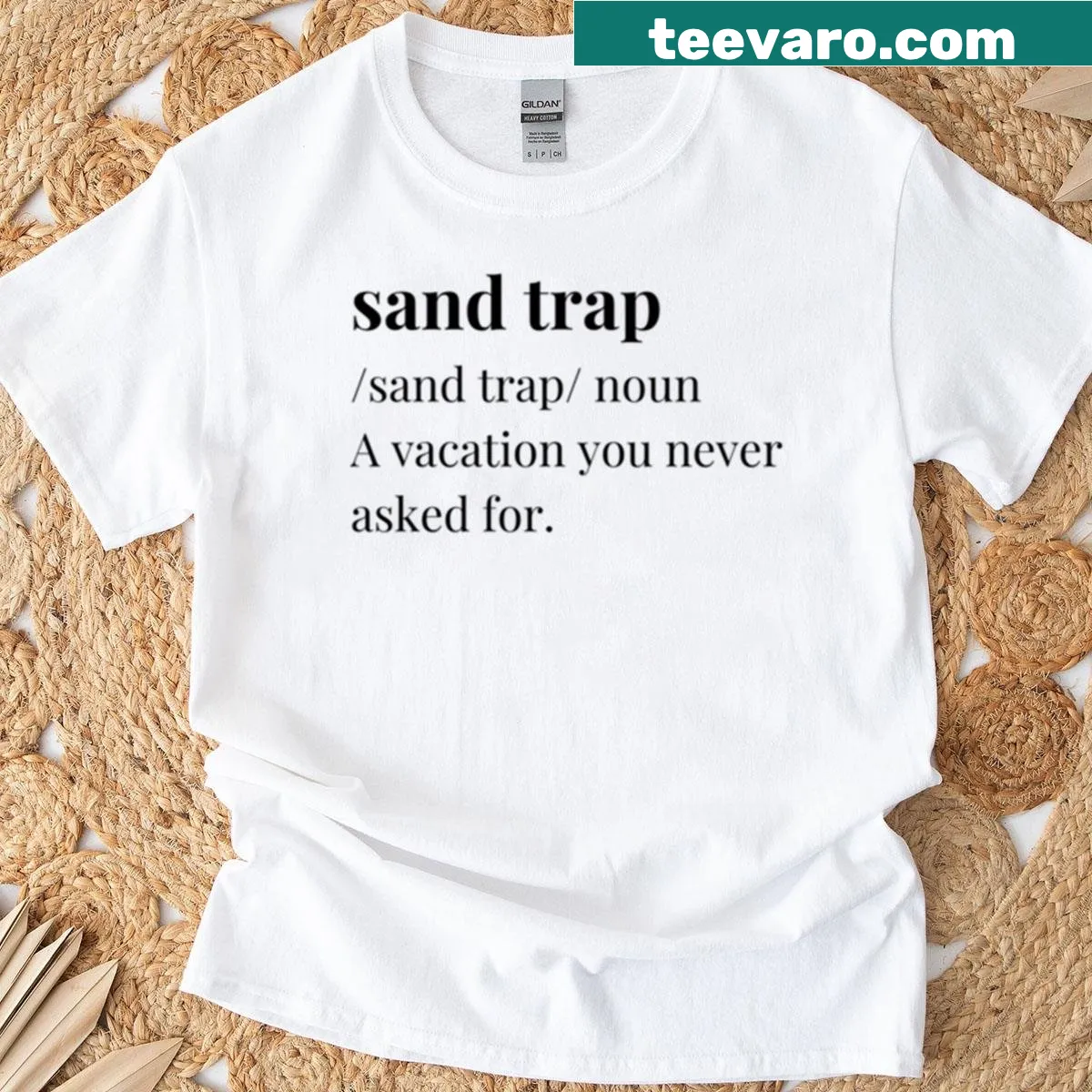 Funny golf definition t-shirt featuring sand trap humor — on a men's t-shirt