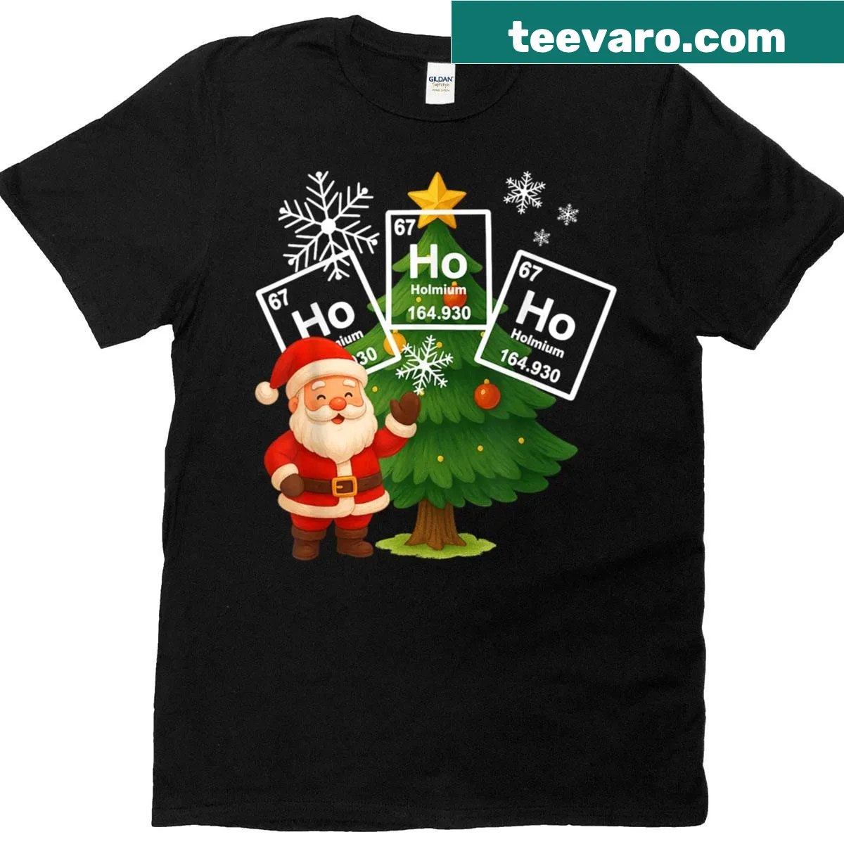 Holmium element T-shirt with 'Ho Ho Ho' text and periodic table design — on a men's t-shirt