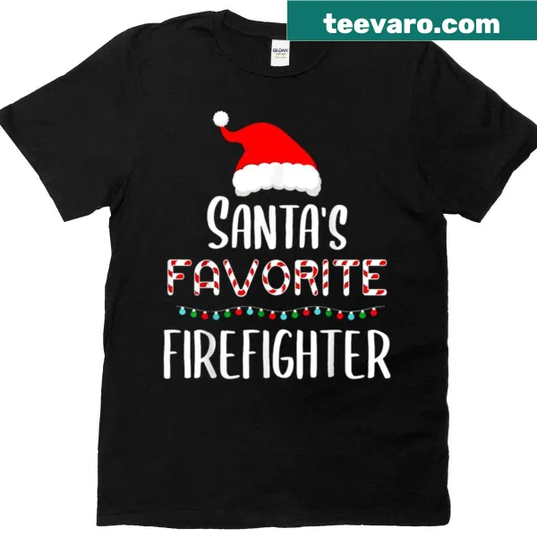 Christmas-themed shirt for firefighters with 'Santa's Favorite' graphic