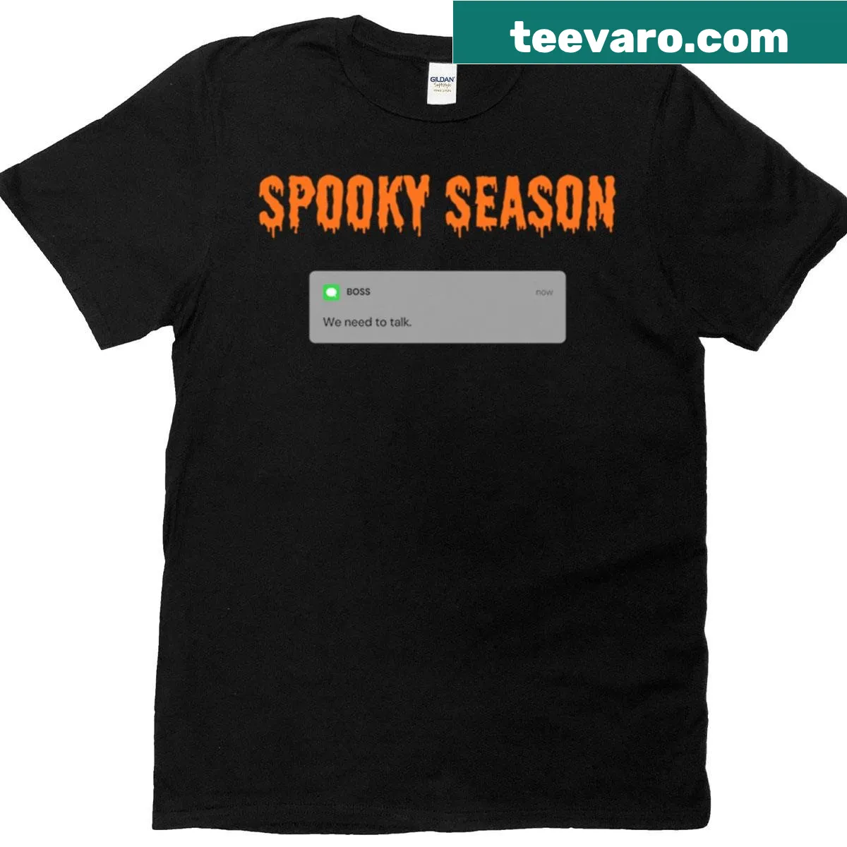 Funny Halloween Scary Season notification design T-shirt — on a men's t-shirt